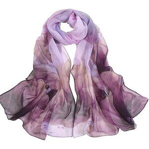 Womens Lightweight Scarf Floral Pattern Shawl Head Wrap Sunscreen Summer Wrap